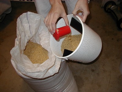 raw barley is filled into the drum