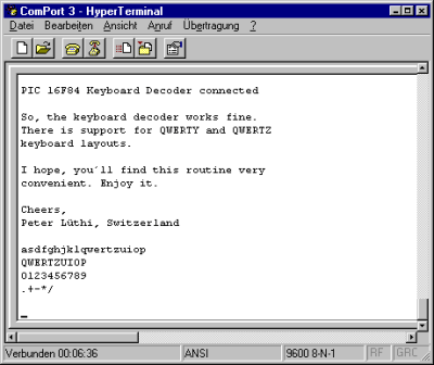 Connection with HyperTerminal