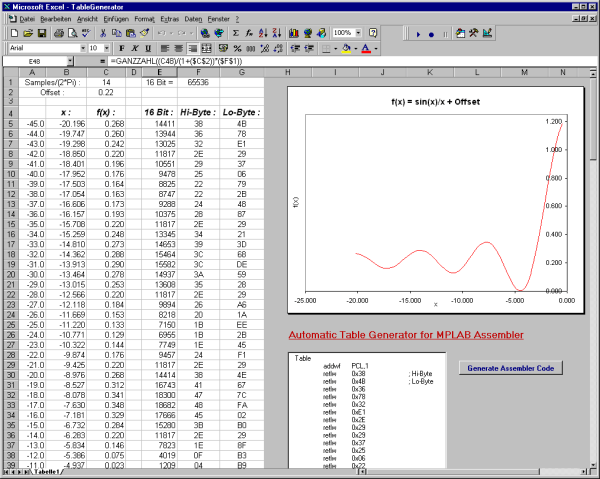 Excel screen shot