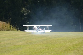 The Great Planes Super Stearman safely landed