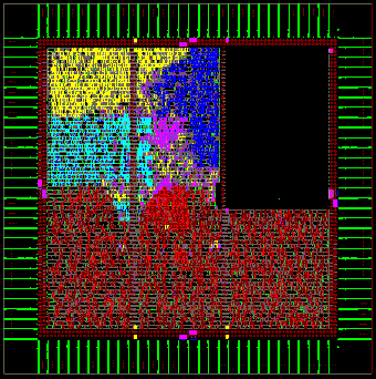 Functional regions of processor visualized in Silicon Ensemble